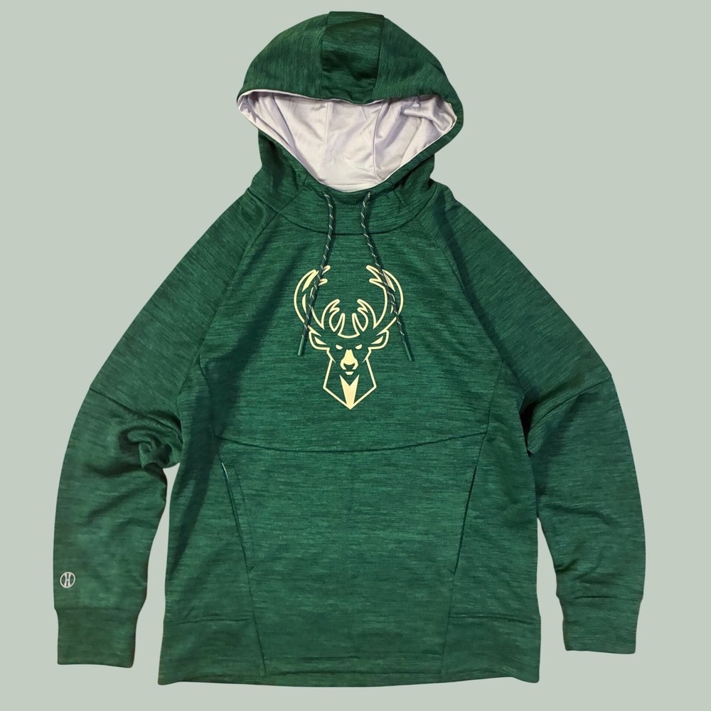Milwaukee Bucks Holloway Green Space Dye Hoodie Mens Small NBA Basketball Fleece